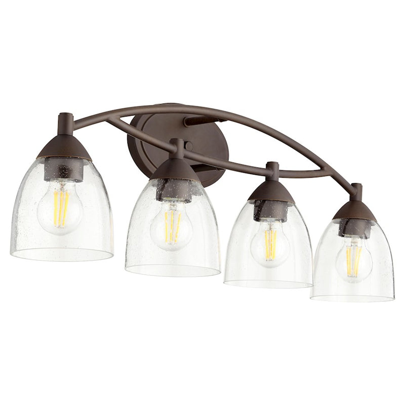 Quorum Barkley 4 Light Vanity, Oiled Bronze/Clear Seeded