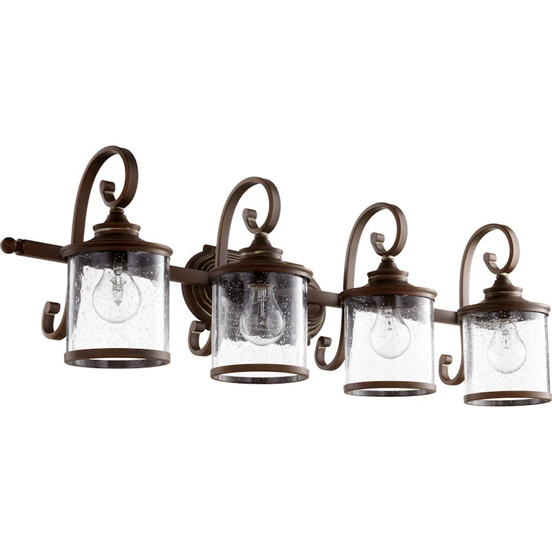 Quorum San Miguel 4 Light 36' Vanity, Vintage Copper