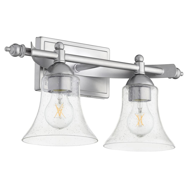 Quorum Aspen 2 Light Vanity, Classic Nickel/Clear Seeded