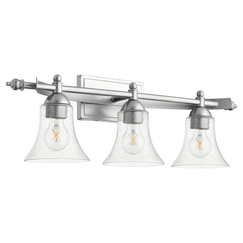 Quorum Aspen 3 Light Vanity, Classic Nickel/Clear Seeded