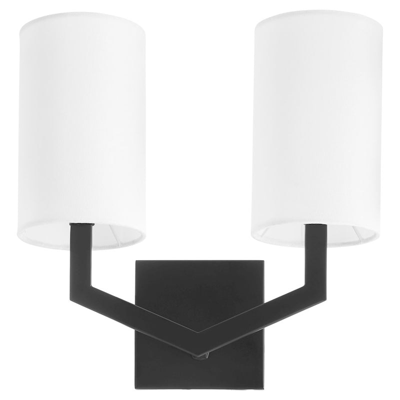 Quorum Bolivar 2 Light Wall Mount, Matte Black/White