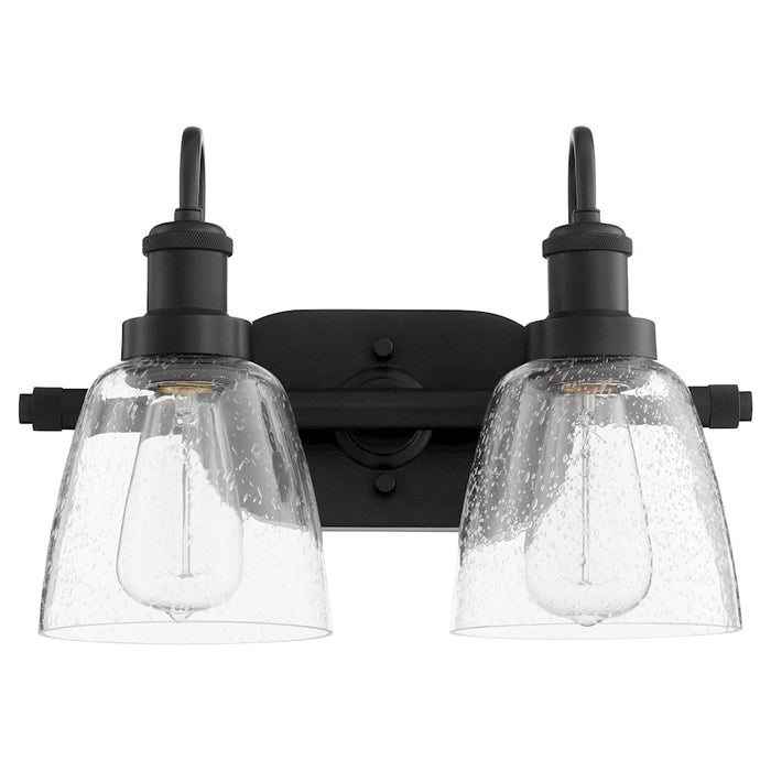 Quorum 2 Light Vanity, Matte Black/Clear Seeded
