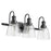 Quorum 3 Light Vanity, Matte Black/Clear Seeded