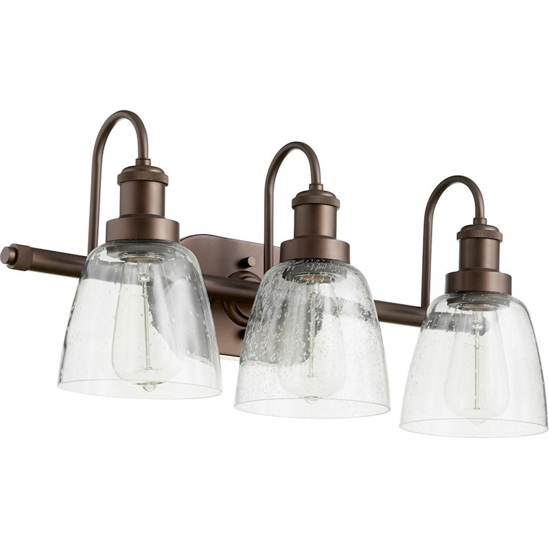 Quorum 3 Light Clear/Seeded Vanity, Oiled Bronze