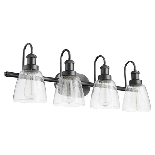 Quorum 4 Light Vanity, Matte Black/Clear Seeded