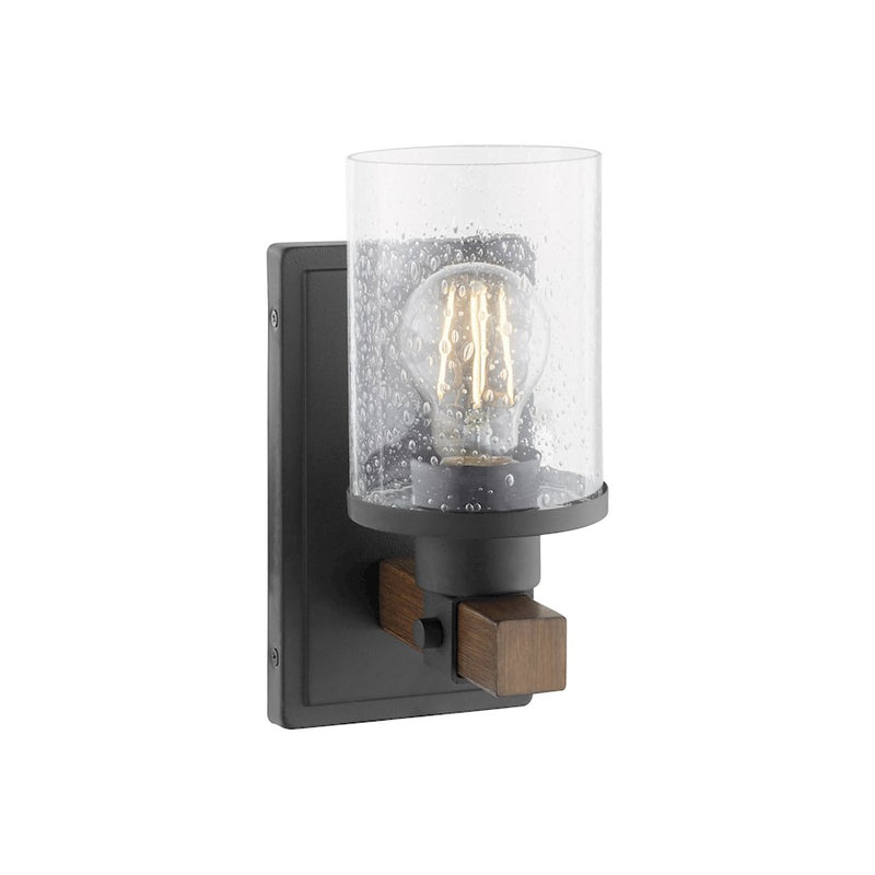 Quorum Alpine 1Lt Wall Mount, Textured Black Walnut/Clear Seeded