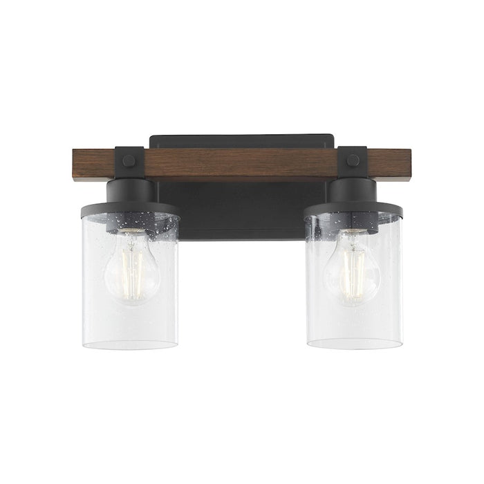 Quorum Alpine 2Lt Vanity, Textured Black Walnut/Clear Seeded