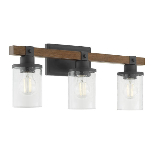 Quorum Alpine 3Lt Vanity, Textured Black Walnut/Clear Seeded
