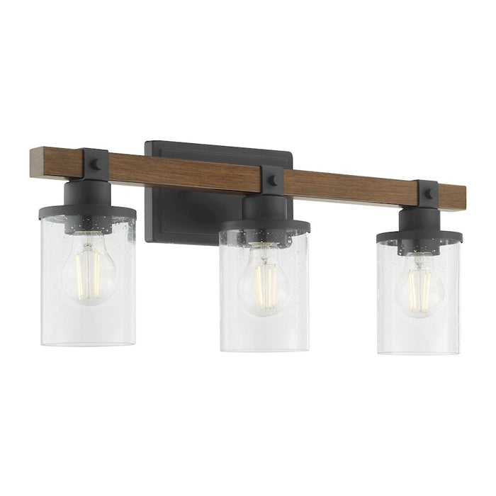 Quorum Alpine 3Lt Vanity, Textured Black Walnut/Clear Seeded