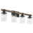 Quorum Alpine 4Lt Vanity, Textured Black Walnut/Clear Seeded