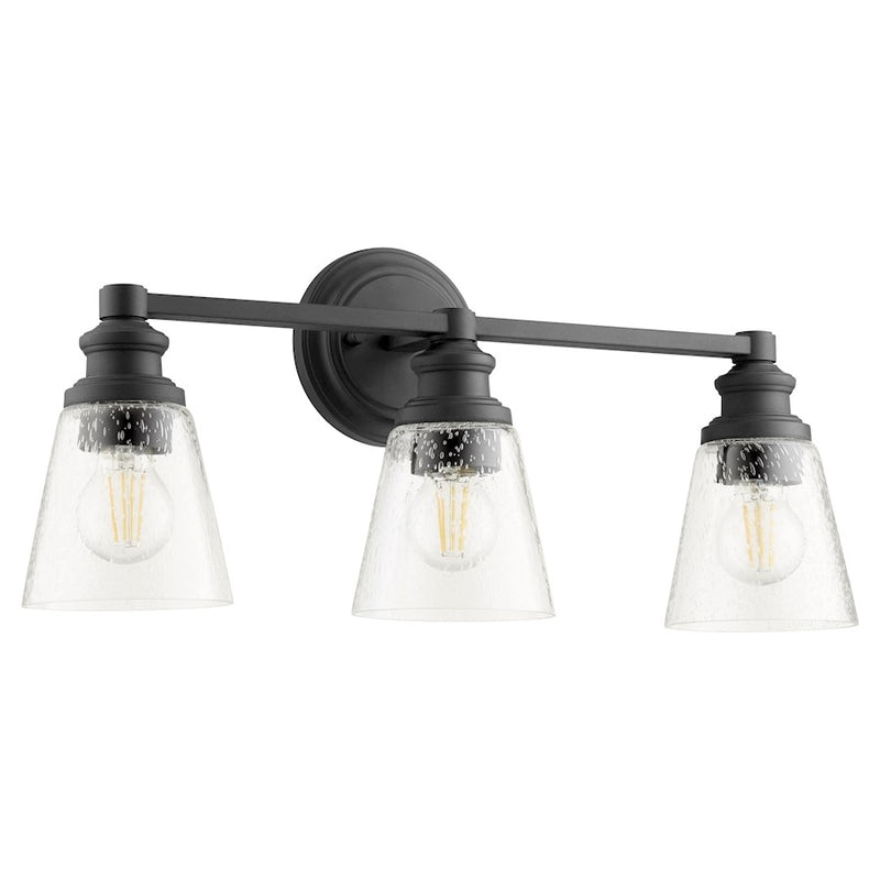 Quorum Dunbar 3 Light Vanity, Noir/Clear Seeded