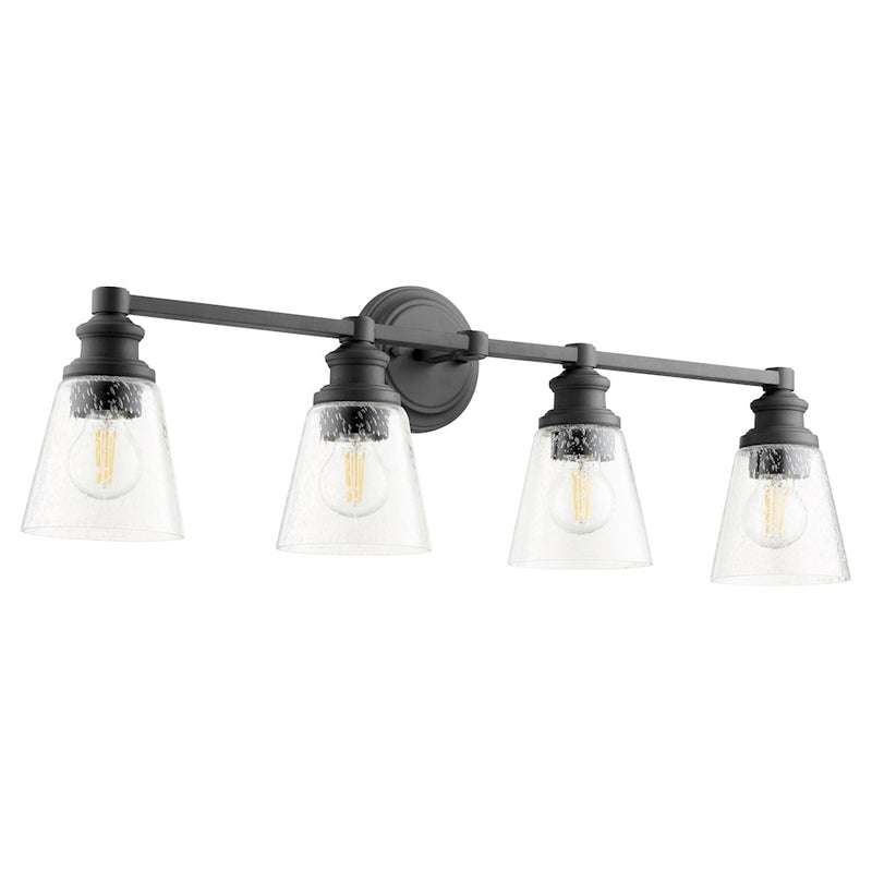 Quorum Dunbar 4 Light Vanity, Noir/Clear Seeded