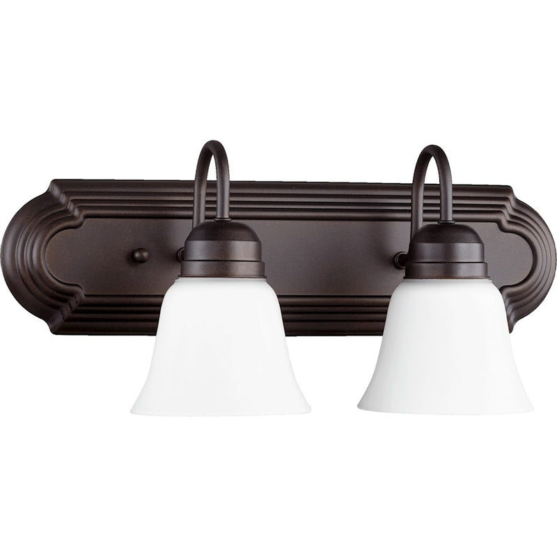 Quorum 2 Light Vanity, Oiled Bronze/Satin Opal