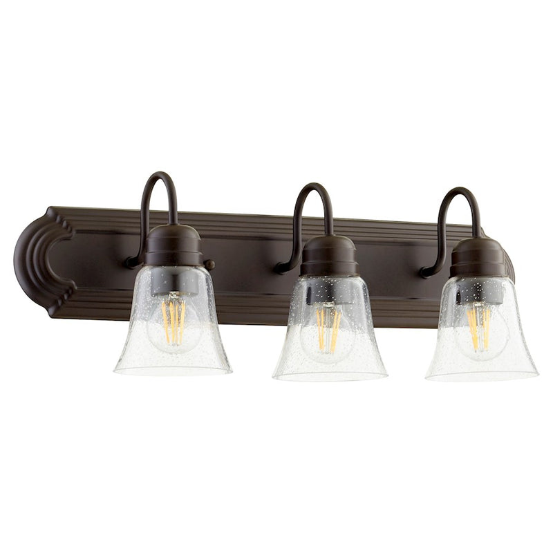 Quorum 3 Light Vanity, Oiled Bronze/Clear Seeded