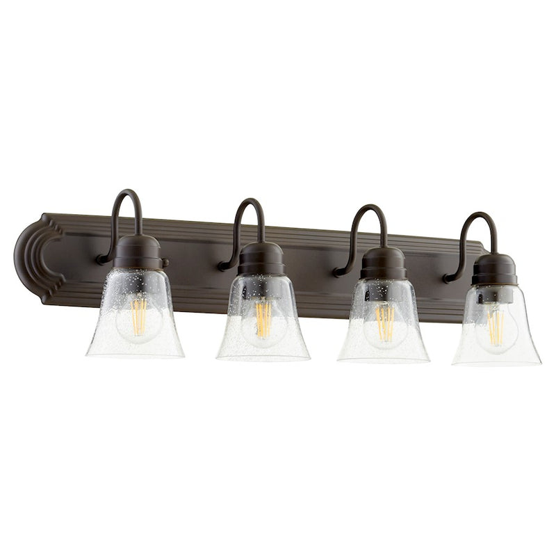 Quorum 4 Light Vanity, Oiled Bronze/Clear Seeded