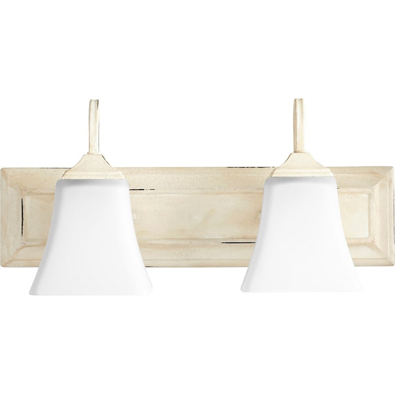 Quorum 2 Light 18' Vanity, White/Satin Opal