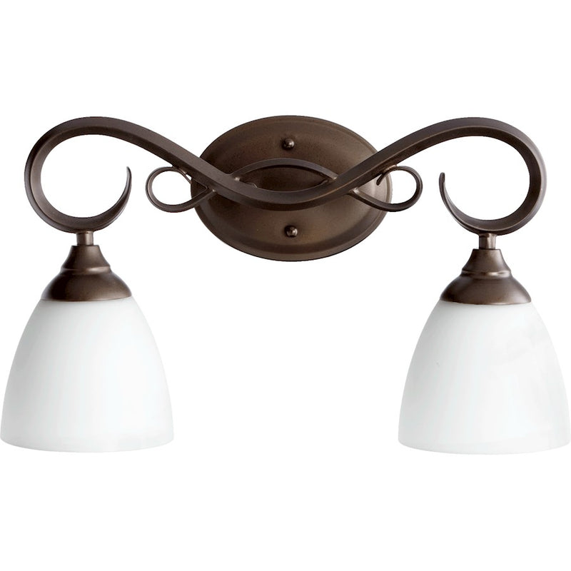 Quorum Powell 2 Light Vanity Light, Oiled Bronze