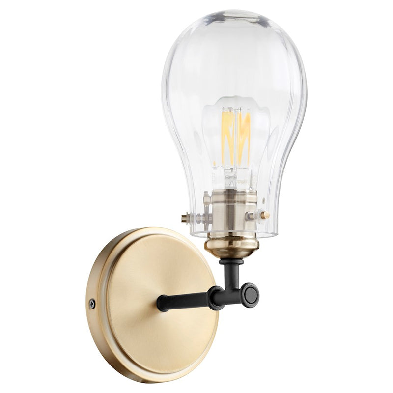 Quorum 1 Light Wall Mount, Noir and Aged Brass
