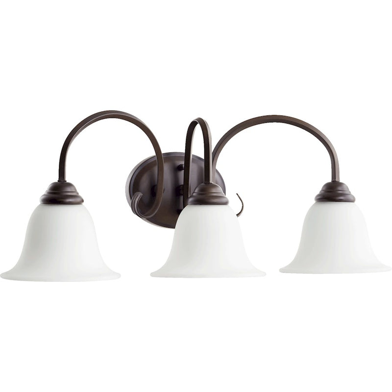 Quorum Spencer 3 Light 25' Vanity, Oiled Bronze/Satin Opal