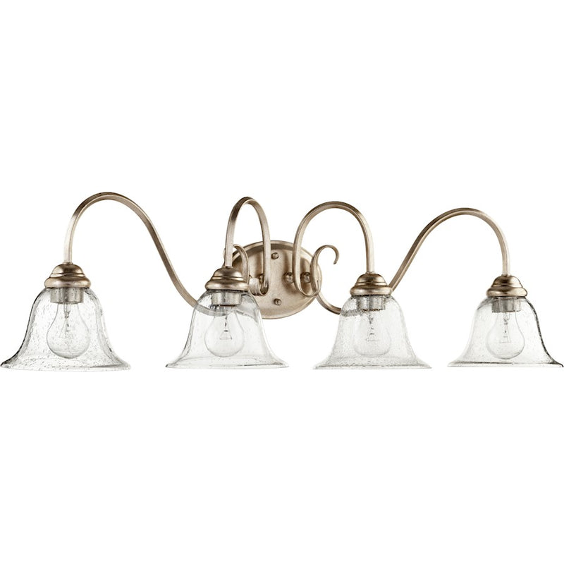 Quorum Spencer 4 Light 34' Vanity, Silver/Clear Seeded