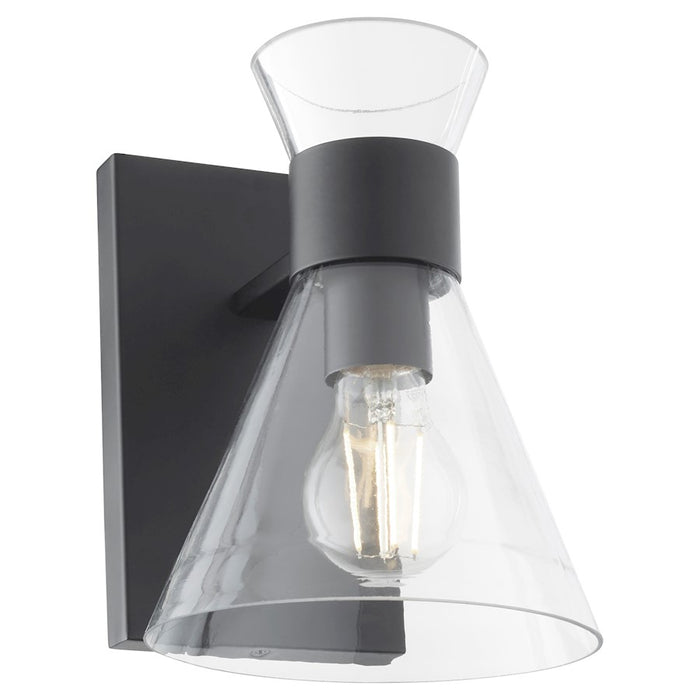 Quorum Beldar 1Lt Wall Mount, Matte Black/Clear Glass/Clear