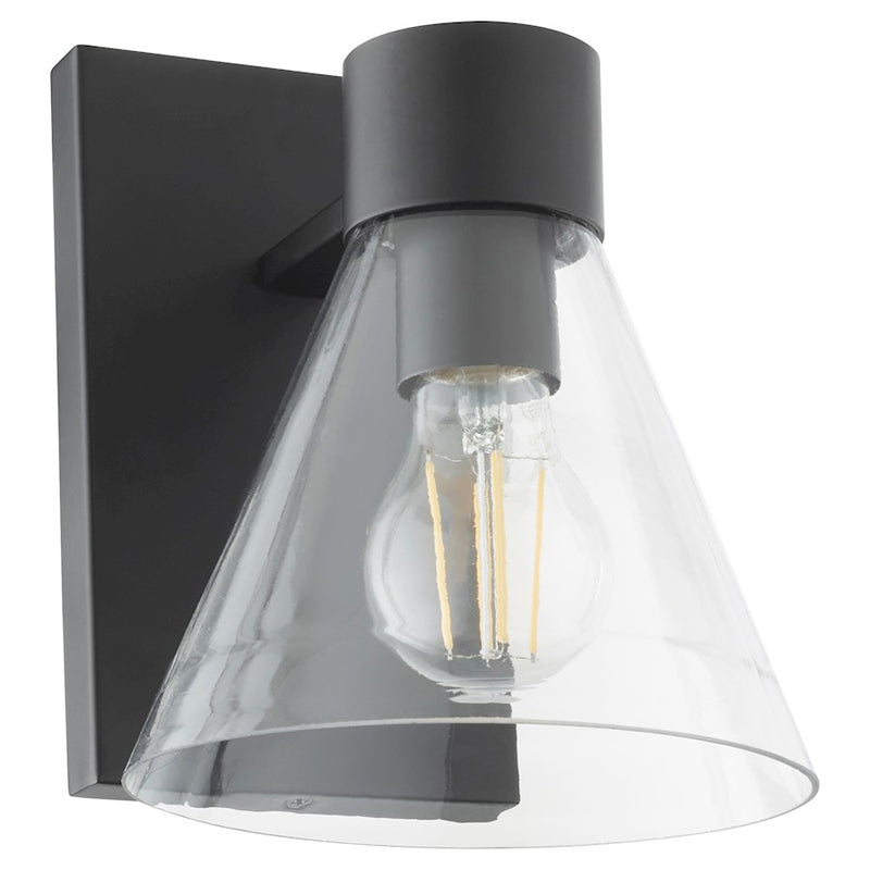 Quorum Beldar 1Lt Wall Mount, Matte Black/Clear Glass/Clear