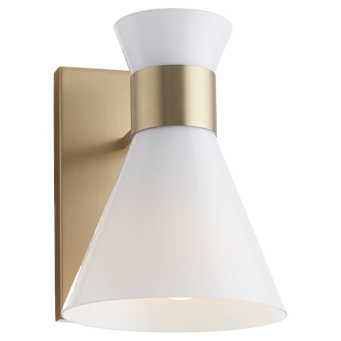 Quorum Beldar 1Lt Wall Mount, Aged Brass/Gloss Opal/Opal