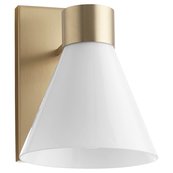 Quorum Beldar 1Lt Wall Mount, Aged Brass/Gloss Opal/Opal