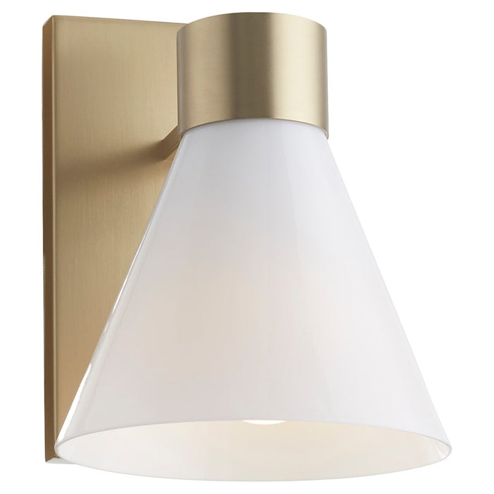 Quorum Beldar 1Lt Wall Mount, Aged Brass/Gloss Opal/Opal