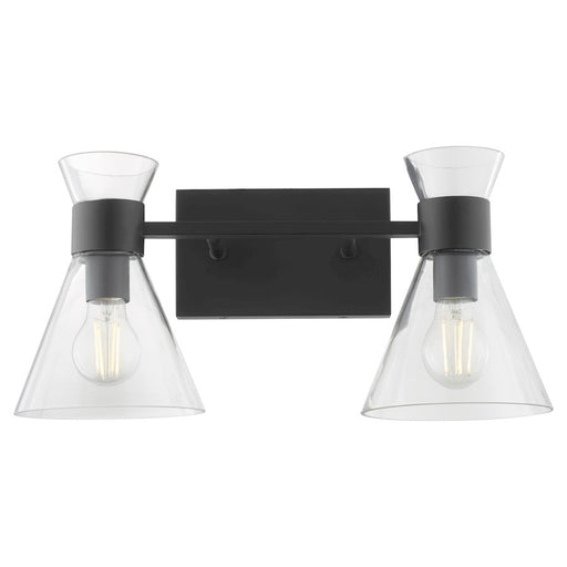 Quorum Beldar 2Lt Vanity, Matte Black/Clear Glass/Clear