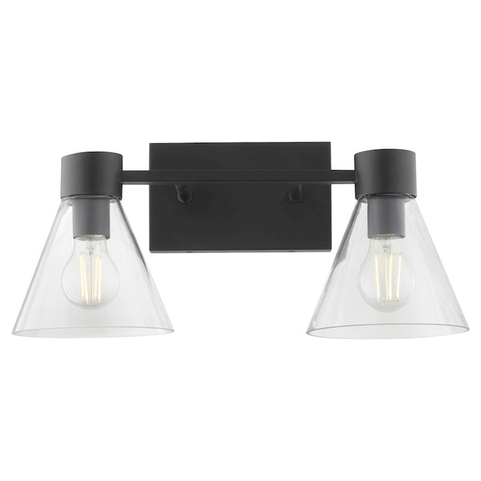 Quorum Beldar 2Lt Vanity, Matte Black/Clear Glass/Clear
