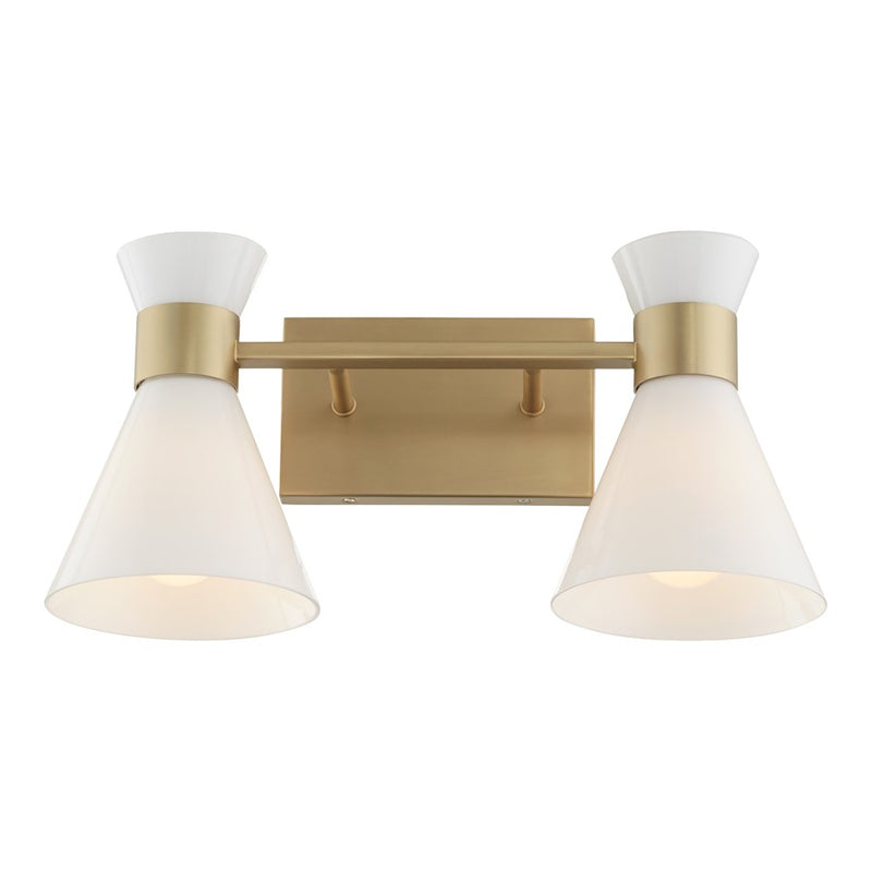 Quorum Beldar 2Lt Vanity, Aged Brass/Gloss Opal/Opal