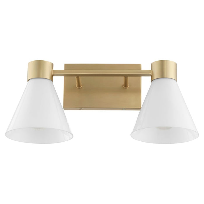 Quorum Beldar 2Lt Vanity, Aged Brass/Gloss Opal/Opal