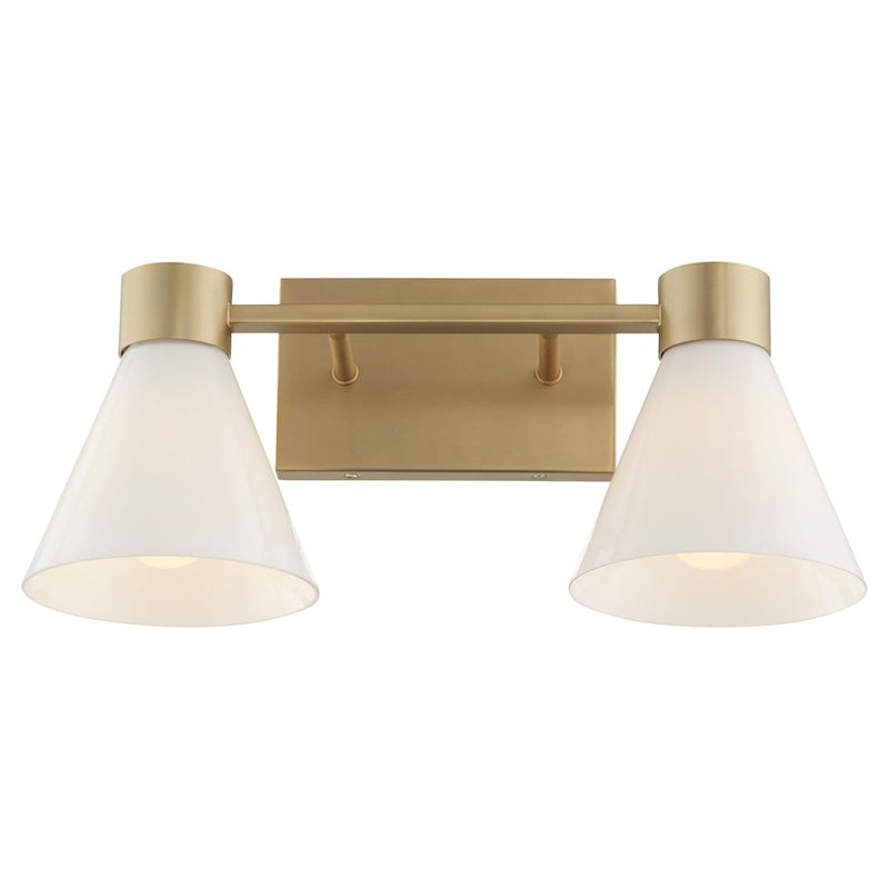 Quorum Beldar 2Lt Vanity, Aged Brass/Gloss Opal/Opal