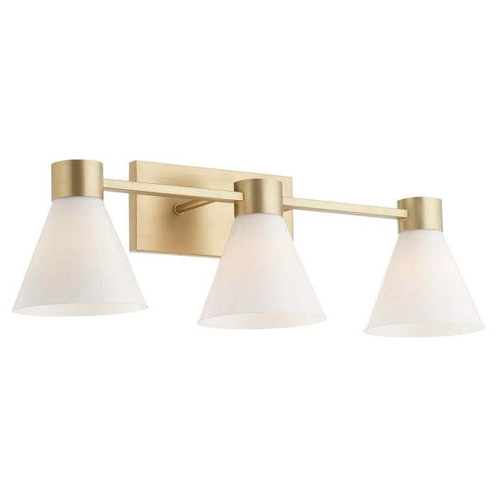 Quorum Beldar 3Lt Vanity, Aged Brass/Gloss Opal/Opal