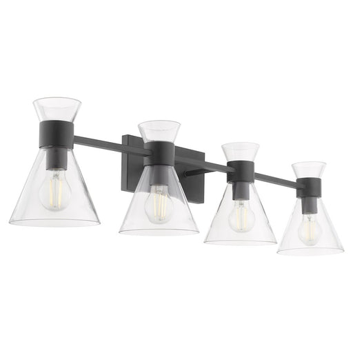 Quorum Beldar 4Lt Vanity, Matte Black/Clear Glass/Clear