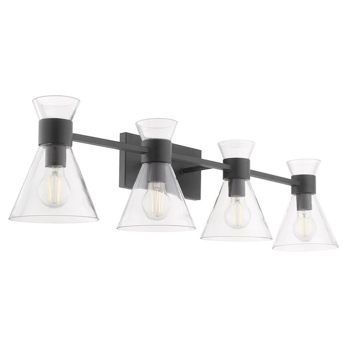Quorum Beldar 4Lt Vanity, Matte Black/Clear Glass/Clear