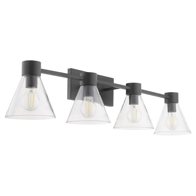 Quorum Beldar 4Lt Vanity, Matte Black/Clear Glass/Clear