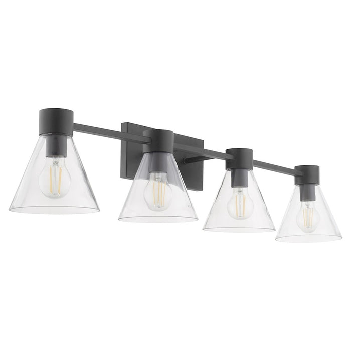 Quorum Beldar 4Lt Vanity, Matte Black/Clear Glass/Clear