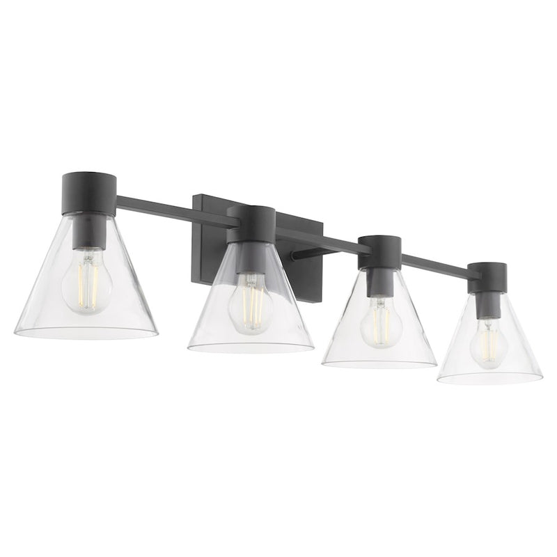 Quorum Beldar 4Lt Vanity, Matte Black/Clear Glass/Clear