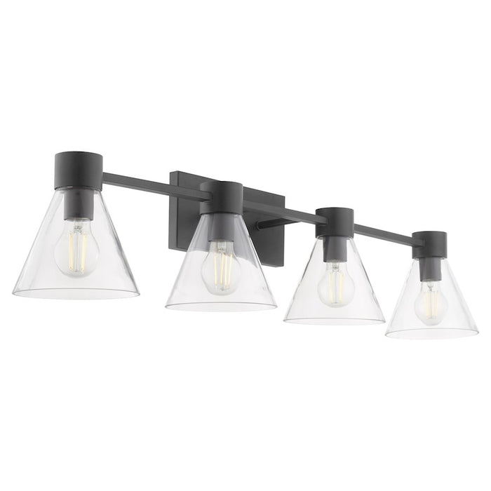 Quorum Beldar 4Lt Vanity, Matte Black/Clear Glass/Clear