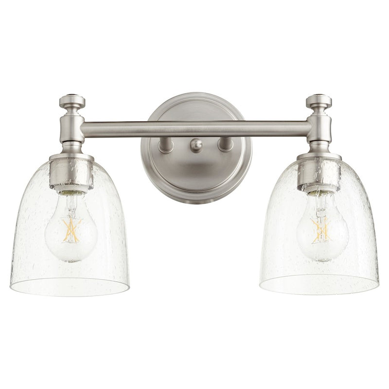 Quorum Rossington 2 Light Vanity, Satin Nickel/Clear Seeded