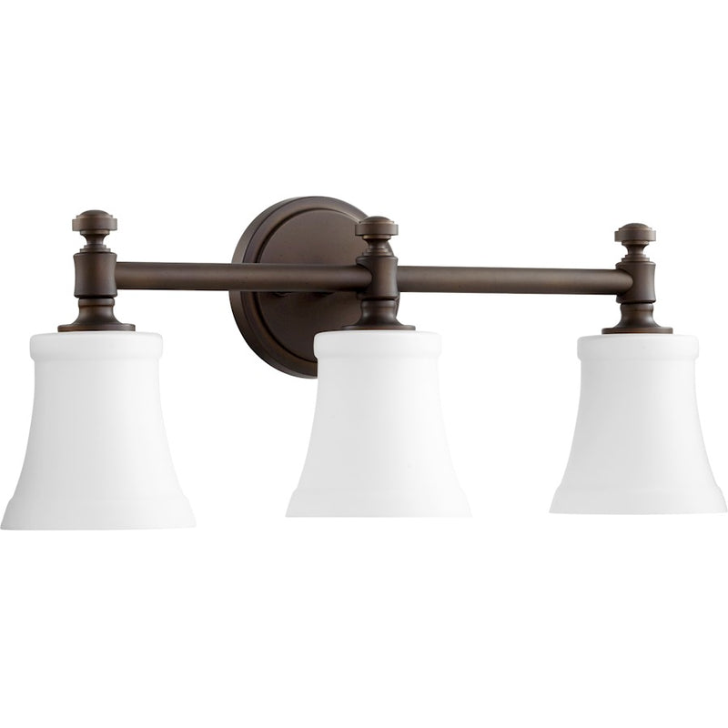 Quorum Rossington 3 Light 21.5' Vanity, Oiled Bronze/Satin Opal