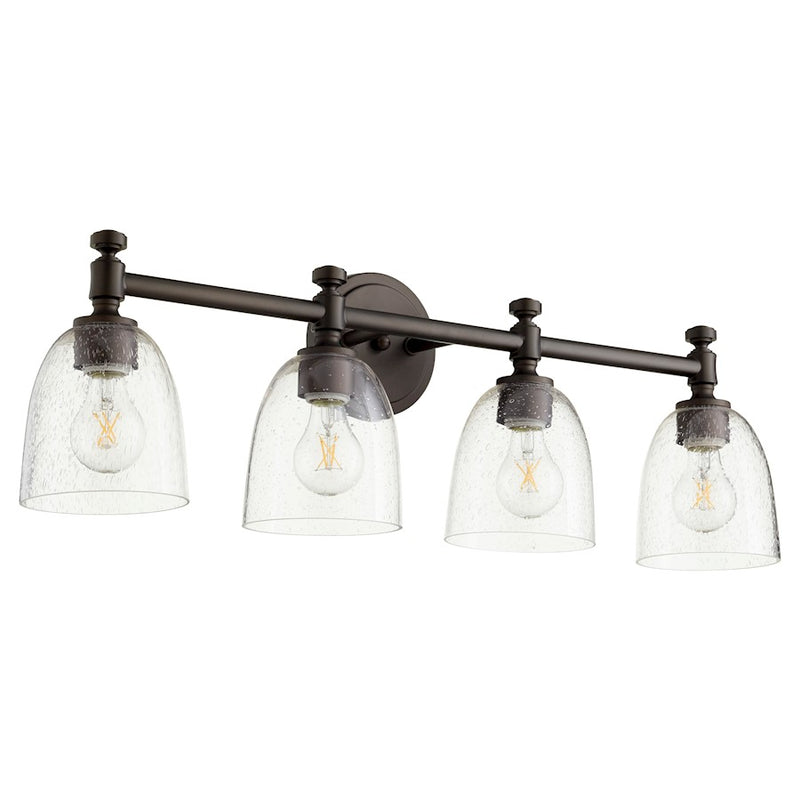 Quorum Rossington 4 Light Vanity, Oiled Bronze/Clear Seeded