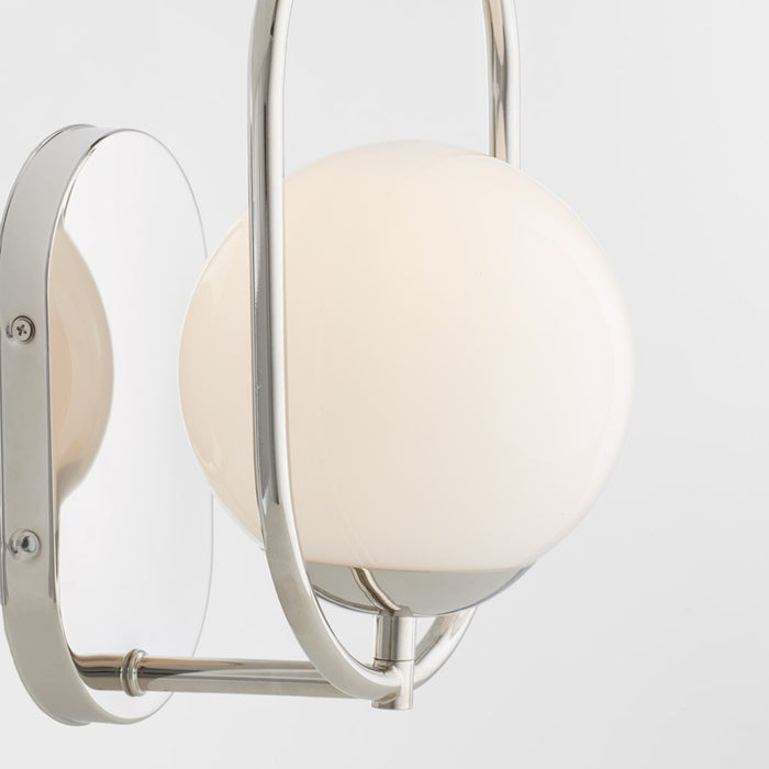 Quorum Belmont 1Lt Wall Mount, Polished Nickel/Satin Opal