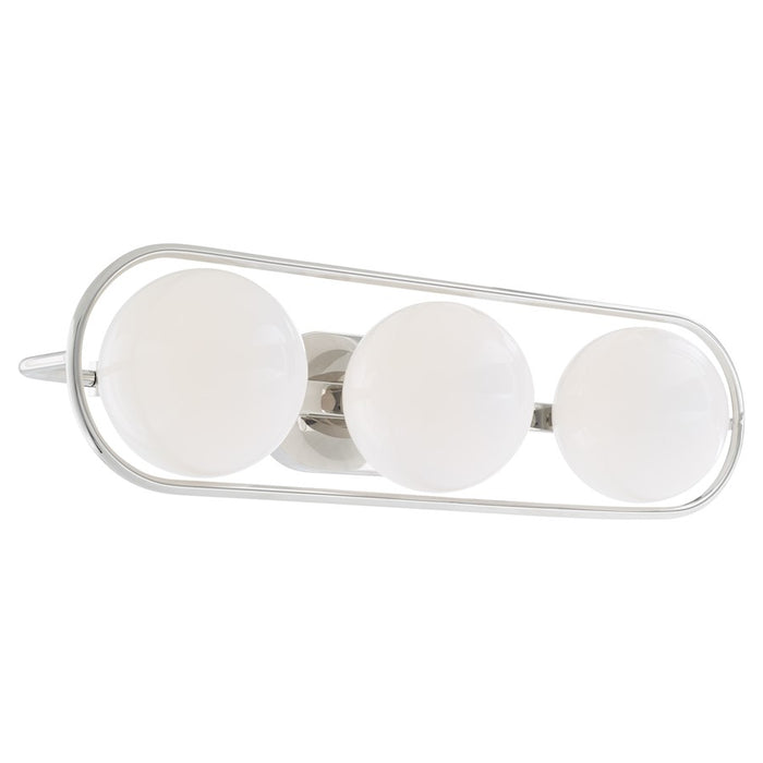 Quorum Belmont 3Lt Vanity, Polished Nickel/Satin Opal