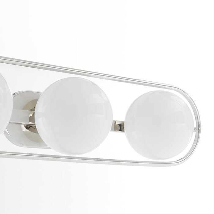 Quorum Belmont 3Lt Vanity, Polished Nickel/Satin Opal