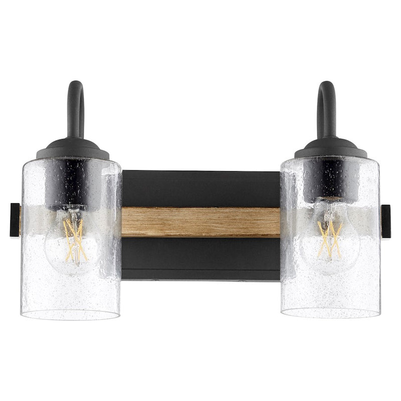 Quorum 2 Light Pepper Glass Vanity, Noir/Driftwood