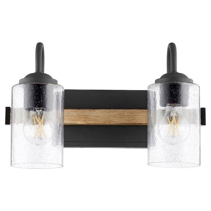Quorum 2 Light Pepper Glass Vanity, Noir/Driftwood
