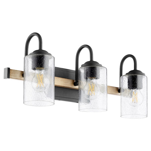 Quorum 3 Light Pepper Glass Vanity, Noir/Driftwood